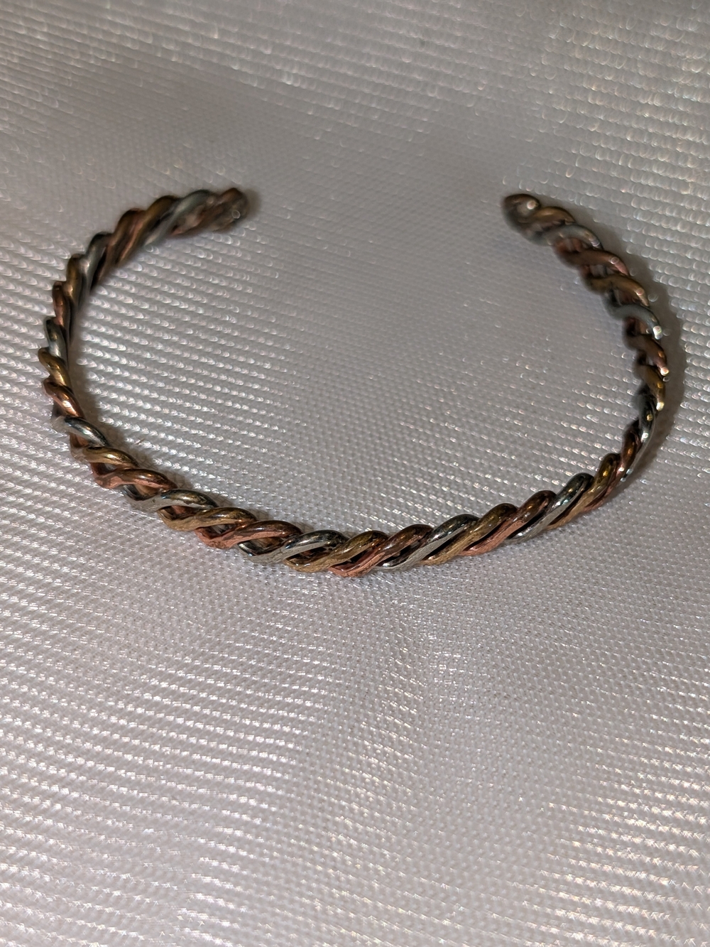 Tri-Tone Twisted Metal Cuff Bracelet